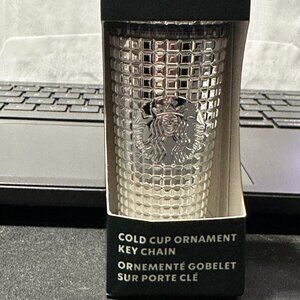 Starbucks Silver Cold Cup Ornament Key Chain New